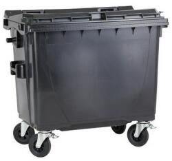  660 L-es lapostetejű hulladékgyűjtő konténer (fekete) (07_0021-3_hulladekgyujto)