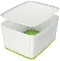 Leitz Tároló doboz LEITZ Wow Mybox fedeles műanyag nagy fehér/zöld (52161054)