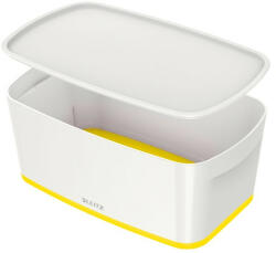 Leitz Tároló doboz LEITZ Wow Mybox fedeles műanyag kicsi fehér/sárga (52291016)