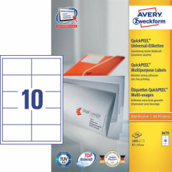 Avery Etikett AVERY 3679 97x55 mm fehér univerzális 1000 címke/doboz 100 ív/doboz (3679)