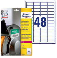 Avery Etikett AVERY L7911-10 45, 7x21, 2mm ultra ellenálló címke 480 címke/doboz 10 ív/doboz (L7911-10) - team8