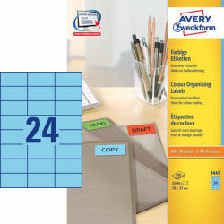Avery Etikett AVERY 3449 70x37mm univerzális kék 2400 címke/doboz 100 ív/doboz (3449) - team8