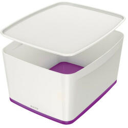 Leitz Tároló doboz LEITZ Wow Mybox fedeles műanyag nagy fehér/lila (52161062)
