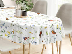 Goldea pamut asztalterítő - színes madarak - ovális 120 x 200 cm