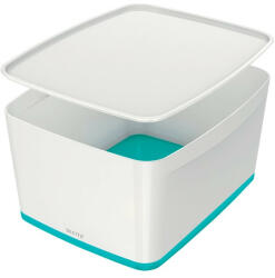 Leitz Tároló doboz LEITZ Wow Mybox fedeles műanyag nagy fehér/jégkék (52161051)