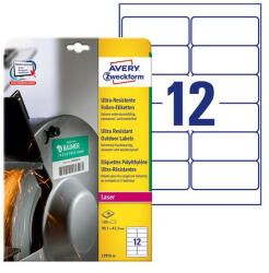 Avery Etikett AVERY L7913-10 99, 1x42, 3mm ultra ellenálló címke 120 címke/doboz 10 ív/doboz (L7913-10)