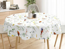 Goldea pamut asztalterítő - színes madarak - kör alakú Ø 170 cm