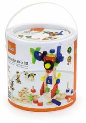 Viga Toys Set de construcție din lemn - 68 de bucăți Set bricolaj copii