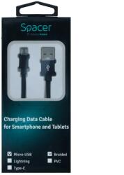 Spacer CABLU alimentare si date SPACER pt. smartphone USB 2.0 (T) la Micro-USB 2.0 (T) BraidedRetail pack 1m black "SPDC-MICRO-BRD-BK-1.0 (SPDC-MICRO-BRD-BK-1.0)