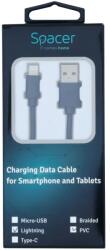 Spacer CABLU alimentare si date SPACER pt. smartphone USB 2.0 (T) la Lightning (T) pentru Iphone PVCRetail pack 1.8m black "SPDC-LIGHT-PVC-BK-1.8 (SPDC-LIGHT-PVC-BK-1.8)