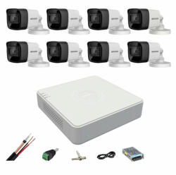 Hikvision Sistem de supraveghere 8 camere Hikvision 4 in 1 8MP, 3.6mm, IR 80m, DVR 8 canale, accesorii de montaj (36155-)