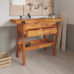 vidaXL Banc de lucru cu sertare și menghine, 124x52x83 cm, lemn acacia (153322) - comfy
