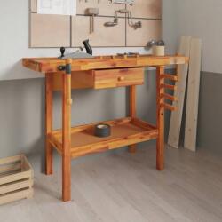 vidaXL Banc de lucru cu sertar și menghine, 124x52x83 cm, lemn acacia (153320) - comfy