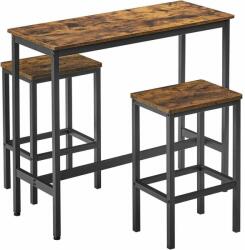 VASAGLE Bárasztal bárszékekkel, 100 x 90 x 40 cm, rusztikus barna (LBT218B01)