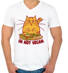 printfashion Nem vagyok vegán - Férfi V-nyakú póló - Fehér (11797290)