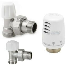 Icma Set robineti tur-retur cu cap termostatic ICMA 1/2, pentru instalatii de pex sau cupru, filet exterior (041010-173) - quickshop