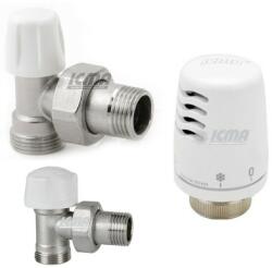 Icma Set robineti tur-retur cu cap termostatic ICMA 1/2, pentru instalatii de pex sau cupru, filet exterior (041010-173)