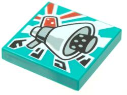 LEGO® 3068bpb1642c39 - LEGO sötét türkiz csempe 2 x 2 méretű, űrpuska alakú megafon mintával (3068bpb1642c39)