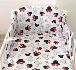 AMY - Set lenjerie din bumbac cu protectie laterala pentru pat bebe 120 x 60 cm. Miki (83601) Lenjerii de pat bebelusi‎, patura bebelusi