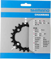 Shimano SLX FC-M672 és M7000 MTB első lánckerék, 22T, 64 mm, 3x10s, acél, fekete