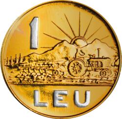 Casa de Monede 1 Leu 1966 ediție înnobilată cu aur pur și rodiu