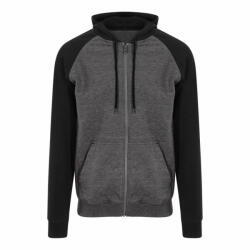 Just Hoods Uniszex pulóver Just Hoods AWJH063 Baseball Zoodie -2XL, Charcoal Grey/Jet Black