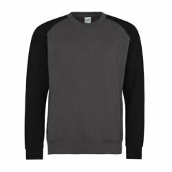 Just Hoods Uniszex pulóver Just Hoods AWJH033 Baseball Sweat -S, Charcoal Grey/Jet Black