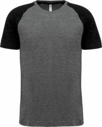Proact Uniszex póló Proact PA4010 Adult Triblend Two-Tone Sports Short-Sleeved T-Shirt -2XL, Grey Heather/Sporty Red Heather