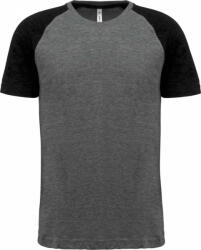 Proact Uniszex póló Proact PA4010 Adult Triblend Two-Tone Sports Short-Sleeved T-Shirt -L, Grey Heather/Sporty Royal Blue Heather