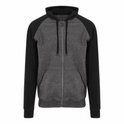Just Hoods Uniszex pulóver Just Hoods AWJH063 Baseball Zoodie -L, Charcoal Grey/Jet Black