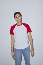 American Apparel Uniszex póló American Apparel AARSABB4237 poly-Cotton Rövid Ujjú raglán póló -M, White/Red