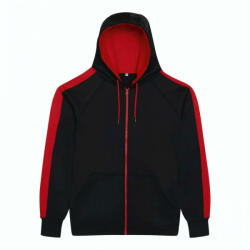 Just Hoods Uniszex pulóver Just Hoods AWJH066 Sports polyester Zoodie -3XL, Jet Black/Fire Red