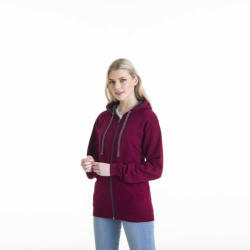 Just Hoods Uniszex pulóver Just Hoods AWJH053 varsity Zoodie -L, Fire Red/Jet Black