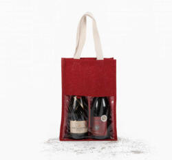 Kimood Uniszex táska Kimood KI0268 Jute Bottle Bag -Egy méret, Cherry Red/Gold