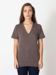 American Apparel Uniszex póló American Apparel AATR461 Tri-Blend Rövid Ujjú v-nyakú póló -S, Tri-Coffee