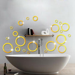  Sticker perete 3D Mirror Gold Circles