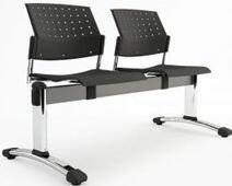 Antares Cinema 102 TC pad 2 műanyag ülő- és hátlap kárpitozott rátéttel fekete acélváz krómozott ívelt láb ST. 08 piros (ANKHSZ313-79)