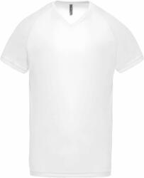 Proact Férfi póló Proact PA476 Men’S v-neck Short Sleeve Sports T-Shirt -3XL, White