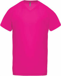 Proact Férfi póló Proact PA476 Men’S v-neck Short Sleeve Sports T-Shirt -3XL, Fuchsia