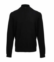 Premier Férfi Premier PR695 Men'S Quarter-Zip Knitted Sweater -S, Black