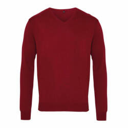 Premier Férfi Premier PR694 Men'S Knitted v-neck Sweater -XL, Burgundy