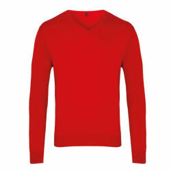 Premier Férfi Premier PR694 Men'S Knitted v-neck Sweater -3XL, Red