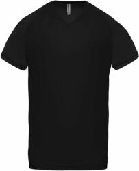 Proact Férfi póló Proact PA476 Men’S v-neck Short Sleeve Sports T-Shirt -2XL, Black