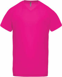 Proact Férfi póló Proact PA476 Men’S v-neck Short Sleeve Sports T-Shirt -2XL, Fuchsia