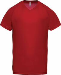 Proact Férfi póló Proact PA476 Men’S v-neck Short Sleeve Sports T-Shirt -2XL, Red