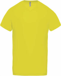 Proact Férfi póló Proact PA476 Men’S v-neck Short Sleeve Sports T-Shirt -2XL, Fluorescent Yellow