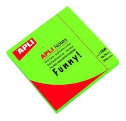 APLI Öntapadó jegyzettömb, 75x75 mm, 100 lap, APLI "Funny", neon zöld (11899) - iroszer24