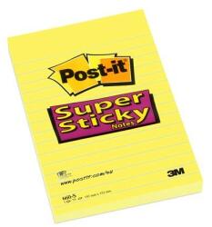 3M Öntapadó jegyzettömb, 102x152 mm, 90 lap, vonalas, 3M POSTIT "Super Sticky", sárga (7100172740)