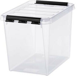 SMARTSTORE Műanyag tárolódoboz, 14 liter, fekete fogantyúkkal, SMARTSTORE "Classic 11", átlátszó (3483070) - iroszer24
