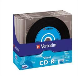 Verbatim CD-R lemez, bakelit lemez-szerű felület, AZO, 700MB, 52x, 10 db, vékony tok, VERBATIM "Vinyl (43426) - iroszer24